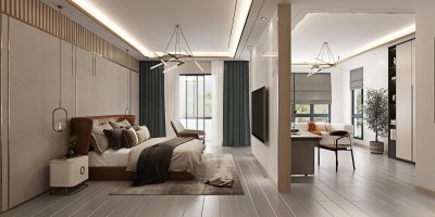 现代主卧3D模型下载